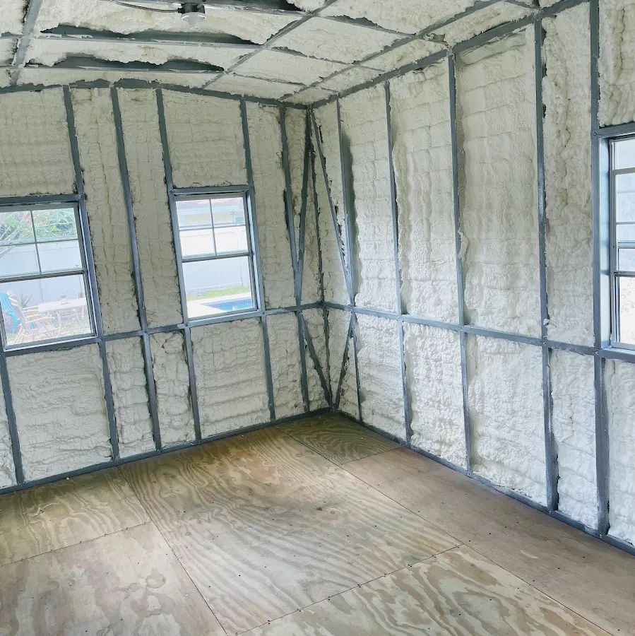 Closed-cell spray foam insulation applied to wall cavities in a residential project in Mount Pleasant