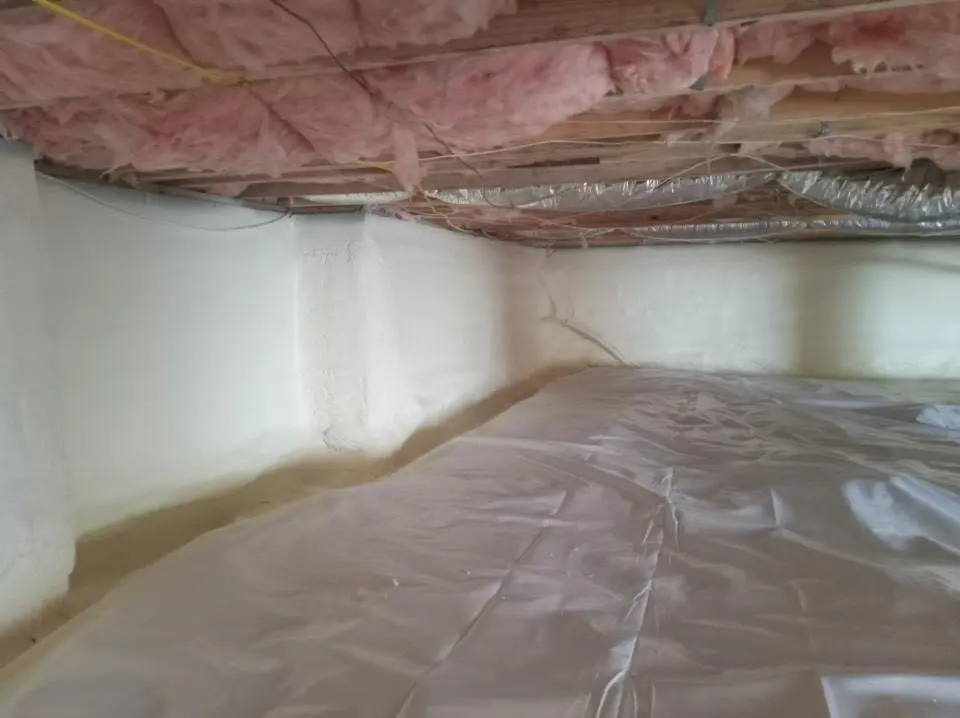 Crawl space encapsulation with closed-cell spray foam for Commercial Roof Restoration in Mount Pleasant